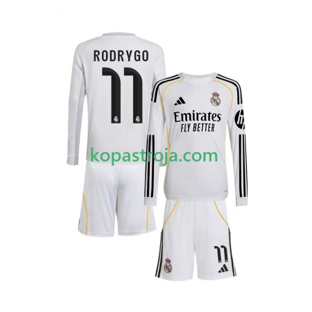 Billiga Fotbollströjor Real Madrid Rodrygo 11 Barn Hemma tröja 2025/26 Långärmad